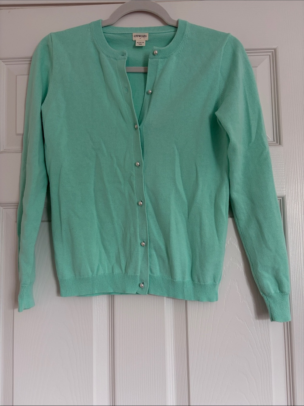 Crewcuts Mint Green Pearl Button-Front Cardigan